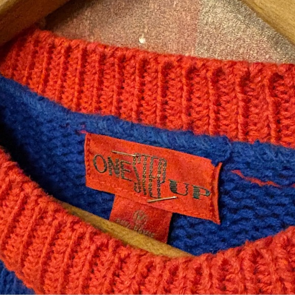 One Step Ahead Festive Blue and Red Sweater - Picture 4 of 6
